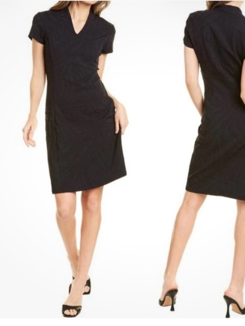 J. McLaughlin Ivana Dress Black Zebra Classic Black V-Neck Short Sleeve NWT